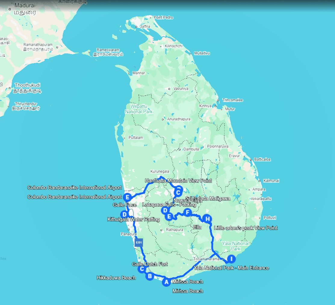 Ultimate Sri Lanka Adventure Circuit Journey Route