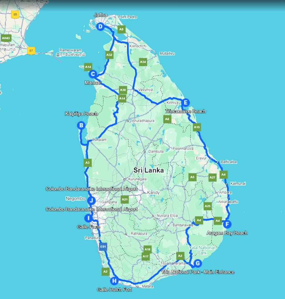 All around the Island Journey Route